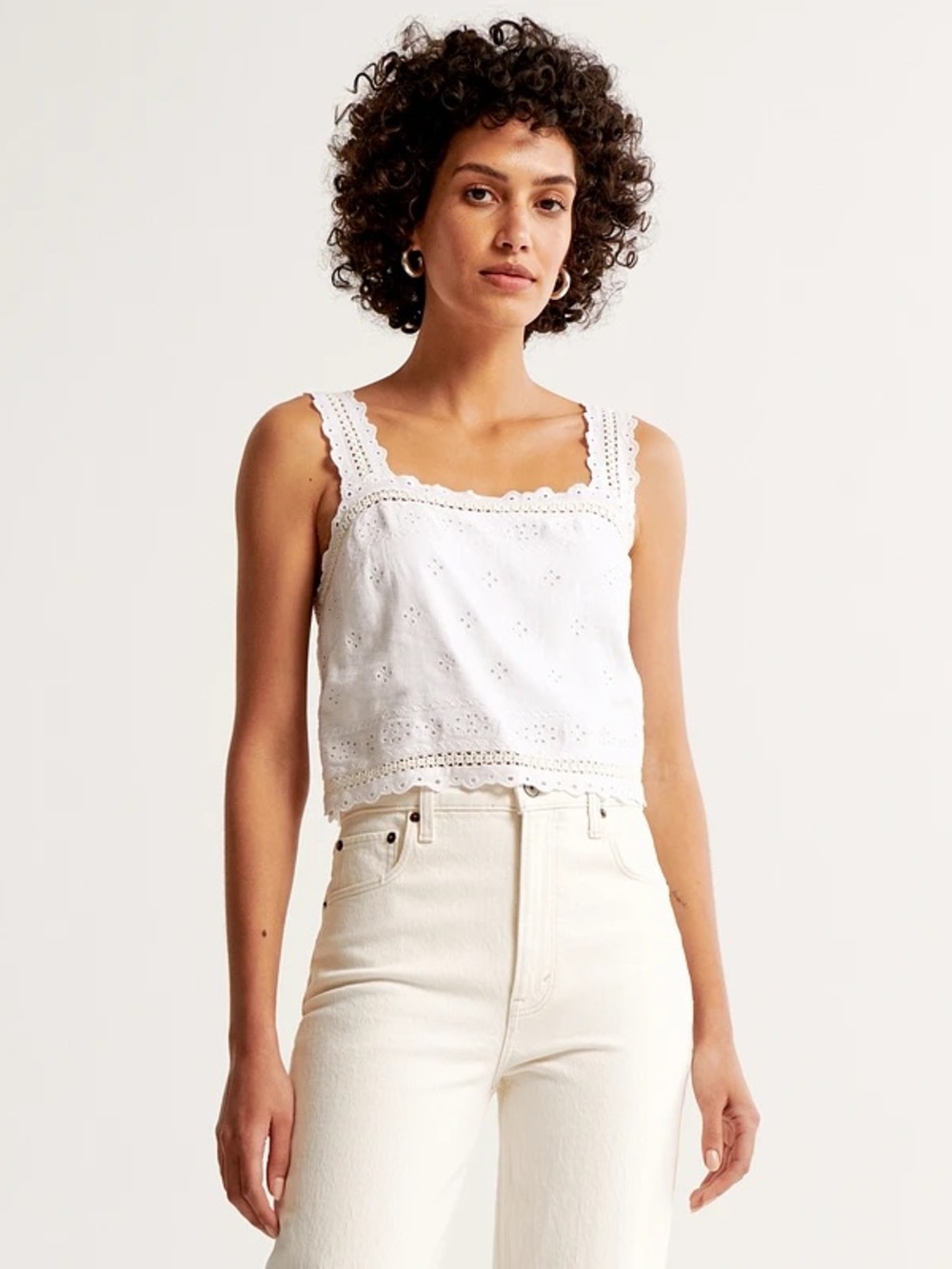 Abercrombie & Fitch Linen-Blend Tie-Back Squareneck Top